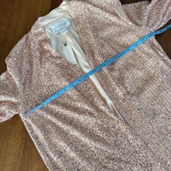 Mare Mare Anthropologie NWT Sequin Longline Duster Cardigan Sequin Rose Gold XS - Picture 13 of 15